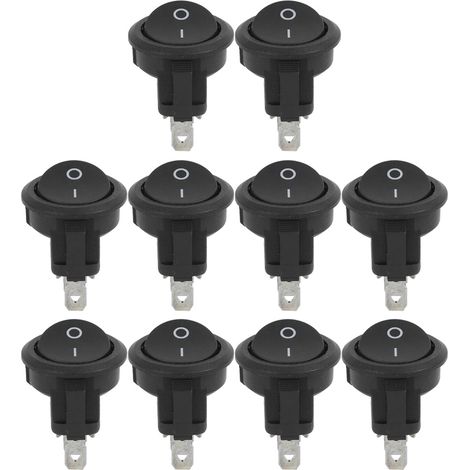 Lot de 10 mini interrupteurs à bascule de 23 mm, 3 broches, 2 positions, ronds, type bateau, ON/OFF (1/5)