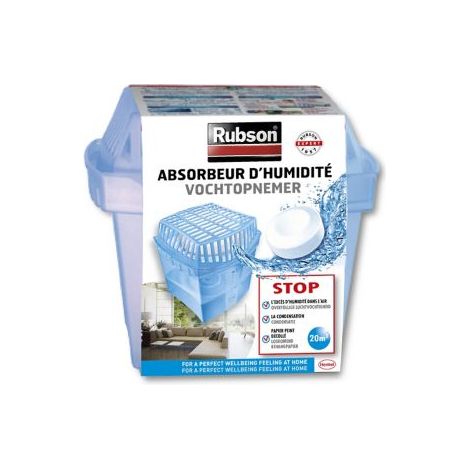 RUBSON absorbeur d'humidité "Basic" pour pièce de 20 m² - contient une recharge