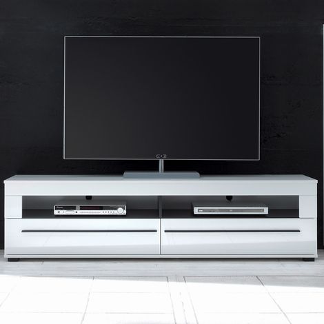 TV-Lowboard COLORADO-61 in weiß Hochglanz mit 2 Schubkästen modernes Design BxHxT: 180x47x42cm (1/2)