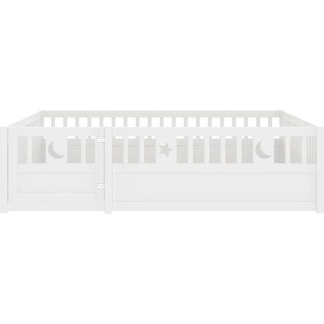 Cama infantil con barrera 140 x 190 cm de pino blanco HOMVRA (1/5)