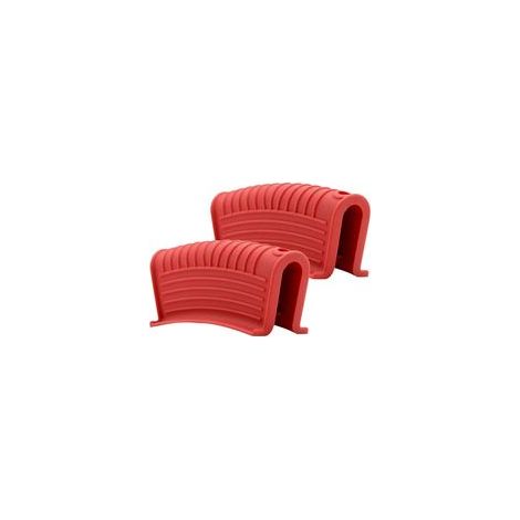 Paar Silikon-Pfannengriffhalterungen, rutschfeste und hitzebeständige Stützhülsen für Pfannendeckel, isolierte Griffe – Rot – 93 x 37 x 39 mm – Crezuo