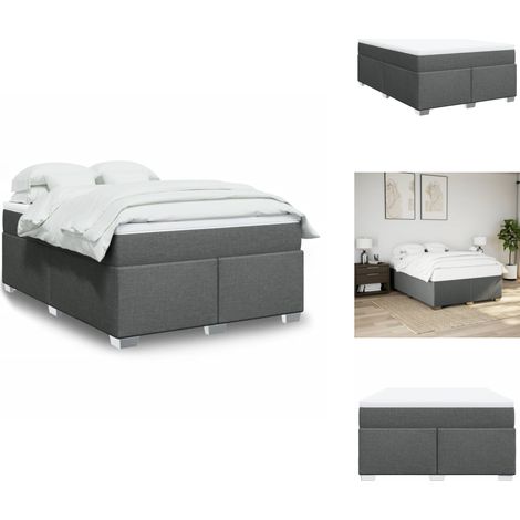 Sommier à lattes de lit avec matelas Gris foncé 140x190cm Tissu - Sommier À Lattes De Lit - Sommiers À Lattes De Lit - Lit - Meuble De Chambre À Coucher (1/5)