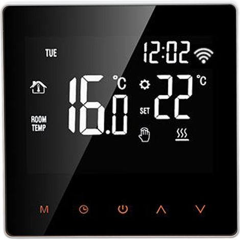 Thermostat Intelligent WiFi Connecté Chauffage par Le Sol Eau AC230V 50/60Hz 590℃ ME81H LCD Écran Tactile Tuya (Bouton Orange Fond Blanc 3A)