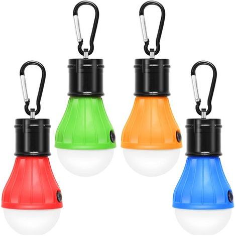 Set of 4 LED camping, hiking, and fishing lamps waterproof emergency lighting battery-powered suitable for indoor and outdoor use. (1/5)