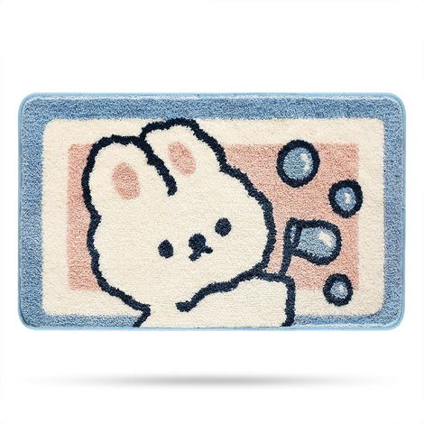 CCYKXA Cute bunny-shaped bath mat, ultra-soft and absorbent, machine washable, non-slip, suitable for bathtubs, showers and bathrooms, 40 x 60 cm