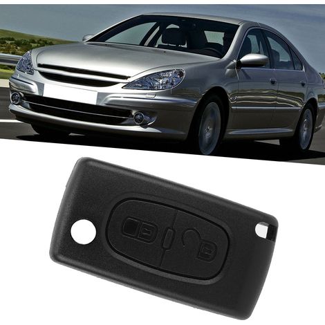 Klappschlüsselgehäuse mit 2 Tasten für PEUGEOT 207, 307, 308 und 407, Fernbedienungsgehäuse mit Schlüsselbart, Ersatzgehäuse, Schwarz, kompatibel (1/5)