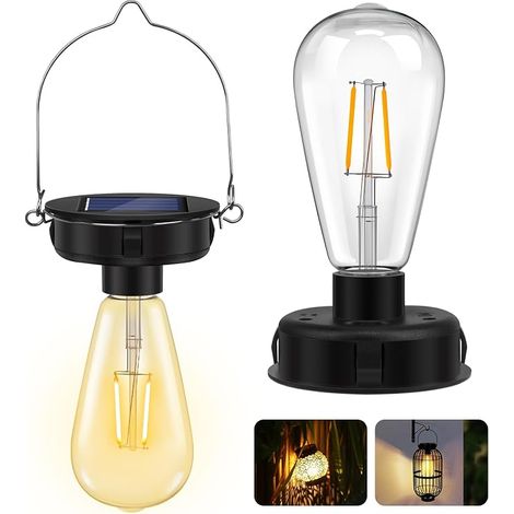 Ampoules LED Transparentes de Rechange pour Lampes Solaires 8 cm, 1.2 V, 600 mAh, étanches, Pour Suspension de Jardin, Idéales pour Lustres d'extérieur avec Crochets, Lot de 2 (1/5)