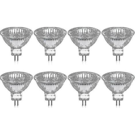 Lot de 8 ampoules halogènes GU5.3 MR16 35 W 12 V dimmables - Blanc chaud 2800 K, 400 lumens, diffuseur en verre Fi S202412245855-lh1 (1/5)