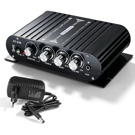 Amplificateur Audio Noir 12 V Bluetooth Mini amplificateur, amplificateur 21 canaux, amplificateur de subwoofer, pour la Maison et la Voiture (150 × 117 × 55 mm) (1/5)