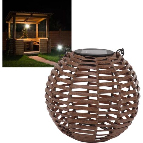 Luminaires décoratifs LED, lampes solaires d'extérieur en rotin, suspensions lumineuses LED d'extérieur, éclairage paysager de jardin, suspensions lumineuses solaires d'extérieur. (1/5)
