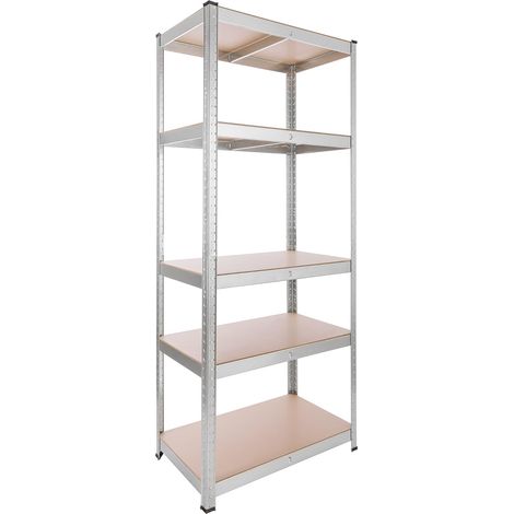 Arebos – Étagère pour charges lourdes 875 kg – Dimensions 180 x 75 x 45 cm – Métal galvanisé – 5 niveaux réglables en hauteur – Montage sans outils