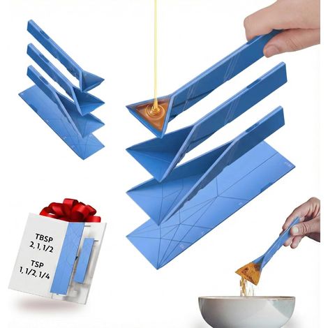 Cuillère doseuse plate pliable 3 en 1 originale 2 cuillères pliables en 6 tailles différentes Magnétique Réutilisable plus de 100 000 fois Cuisine/Pâtisserie (bleue) (1/5)