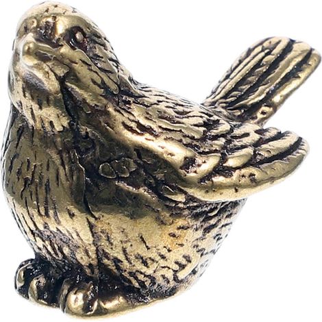Statuette de moineau en laiton rétro, décoration de bureau, petite figurine d'oiseau en laiton-2.80X2.00X1.50CM-Golden