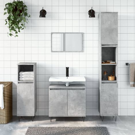 Armoire de bain，Meuble de salle de bain gris béton 58x33x60 cm bois d'ingénierie CFW336952 (1/5)