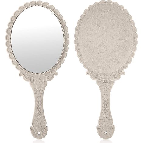 Miroir Portable - Miroir À Main Avec Fleur En Relief - 25 x 11,5 cm - Pour Maquillage Et Voyage - 1 Pièce (1/5)