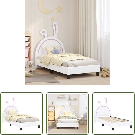 Cadre de lit moderne -  Cadre de lit pour enfants avec tête de lit Blanc 80 x 160 cm PU (1/5)