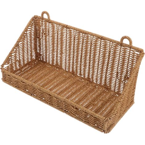 Panier de rangement salle bain en rotin synthétique résistant à l'humidité, sans perçage, pour (1/5)