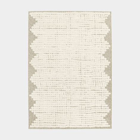 Tapis de salon en matière recyclée - Ode à la vie - Beige et crème - 80 x 150 cm (1/5)