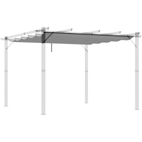 Retractable Pergola Shade Cover, Replacement Canopy Fabric for 3 x 3 (m) Pergola, Gazebo Retractable Roof, Light Grey