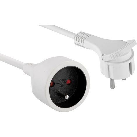 Rallonge Prolongateur électrique 5M fiche extra plate 16A section 3G1,5 mm