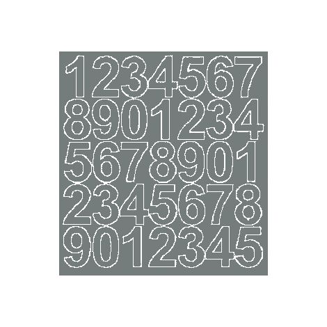 Pegatinas autoadhesivas con números de 4 cm, color gris brillante. (1/2)