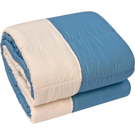 Trapunta Piumone Invernale Double Face 250 gr Coperta Calda Letto Matrimoniale Made In Italy Azzurro - 2 Piazze
