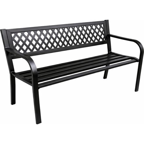 Gartenbank für Park, Terrasse, Garten, Metall-Rückenlehne, Schwarz, 120 cm (1/5)