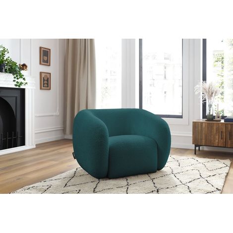 BOBOCHIC - Fauteuil CELINE tissu bouclette Bleu clair (1/5)