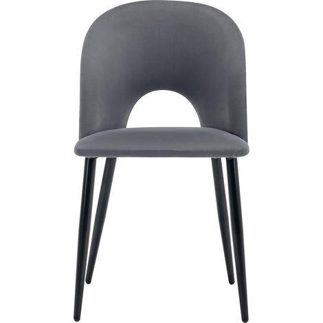 ELVMI Lot de 2 sillas de comedor en Terciopelo Gris con Respaldo, Patas ajustables de Metal (1/5)