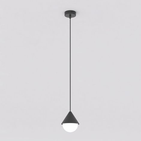 Lampada a sospensione Giro in acciaio nero e vetro (1/5)