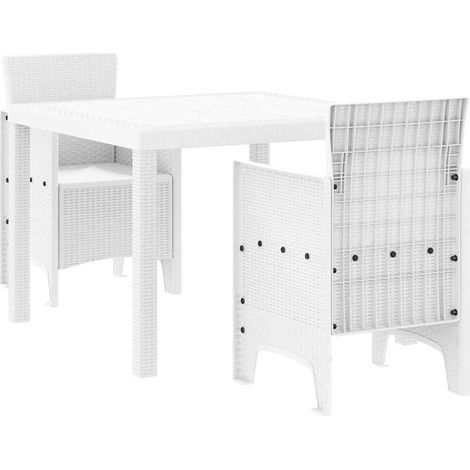 Ensemble de salle à manger pour jardin 3 pcs,Salon de jardin Blanc Rattan Polt CFW30486 (1/5)