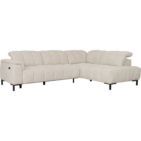 Canapé d'angle droit 5pl tissu chiné beige assise motorisée – MAYFAIR (1/5)