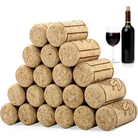 Juego de 20 tapones de corcho natural para botellas de vino y cerveza - Tapones de madera blanda para botellas de vidrio