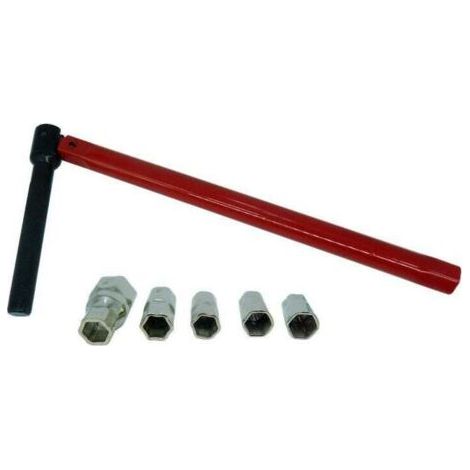BUNTHAUS Spezieller Beckenschlüssel für Mischbatterien Ø 13 mm + 5 Steckschlüssel Ø 8 - 9 - 10 - 11 - 12 mm, Rot