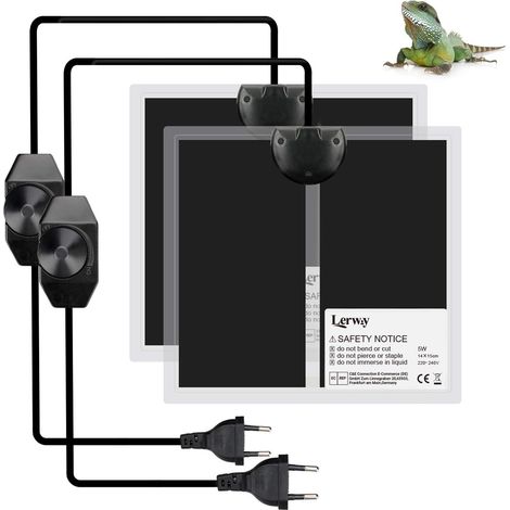 Tapis Chauffant pour Terrarium 2 pièces Tapis Chauffant Aquarium Vivarium Imperméable Contrôleur de Température pour Reptiles Lézards Geckos Serpents Tortues Araignées (2 pièces-5W) (1/5)