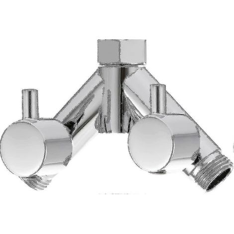 Robinet inverseur en laiton chromé, vanne d'arrêt de douche à 2 voies en Y 1/2 pouce pour flexible et pommeau de douche (1/4)