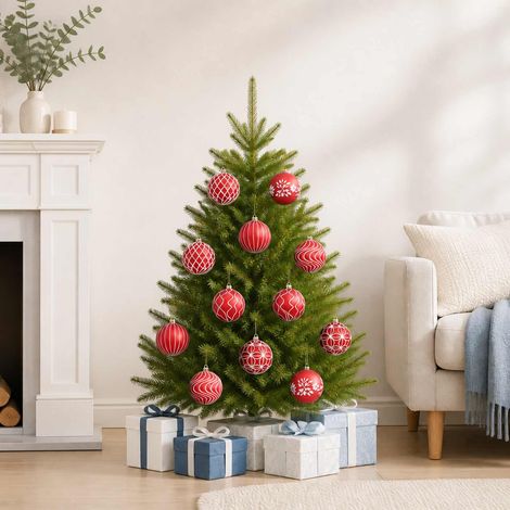 vidaXL Ensemble de boules de Noël XL 12 pc Rouge et Blanc 10 cm (1/5)