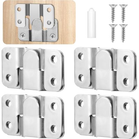 Lot de 8 crochets suspension encastrés pour cadres photo robustes - En acier inoxydable Pour canapé, meubles, (1/5)