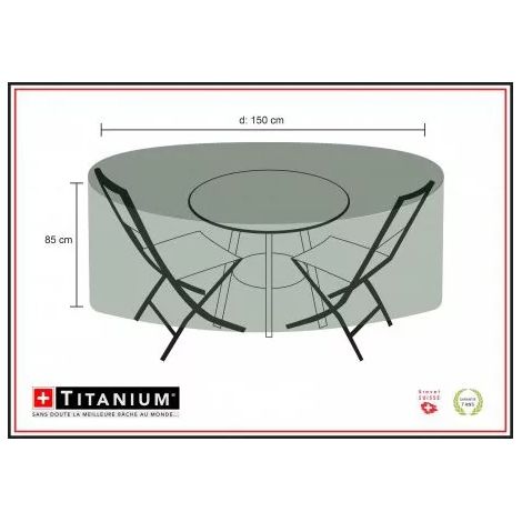 Housse de protection pour table ronde + chaises 150 x 150 x 85 cm - Noir (1/3)