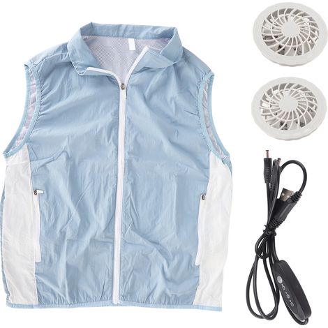Veste Rafraîchissante sans Manches - Moteur Brushless 3 Vitesses, Tissu Respirant pour Vélo, Pêche, Camping - Sécurisée et Légère