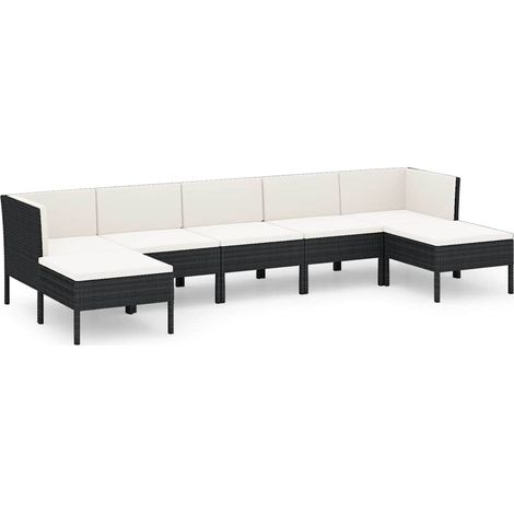 Maison Exclusive - Set Divani da Giardino 7 pz con Cuscini in Polyrattan Nero (1/5)