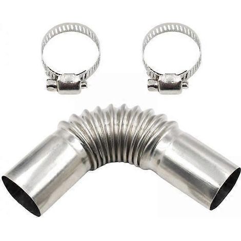 Raccord coudé pour tuyau d'échappement 2 x 24 mm, diamètre intérieur 25 mm, pour chauffe-eau à gaz, couleur argent. (1/5)
