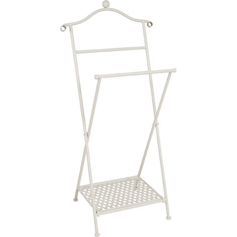 Pegane – Valet de chambre blanc cérusé en métal – Dimensions L46 x H98 x P35 cm – Accessoire moderne pour rangement vêtements