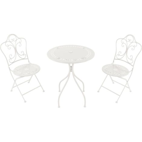 Axi Marilou Table Et Chaise Bistrot, 2 Chaises 1 Table,  Ensemble Bistro Extérieur Blanc, Style Romantique - Salon De Jardin Bistrot, Table Bistrot Mosaique Pour Jardin/Balcon/Terrasse (1/5)