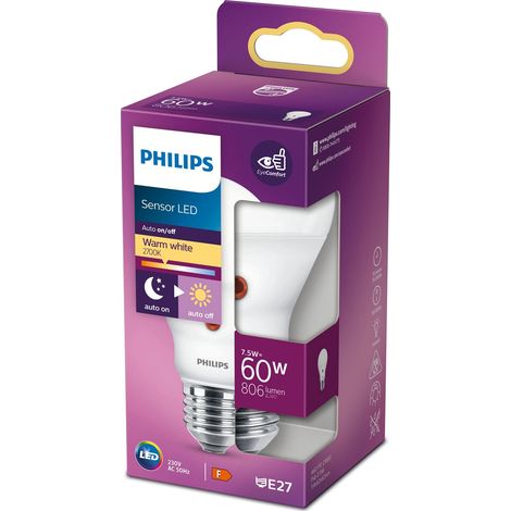 Led e27 normale 60w sensore crepuscolare 806lm