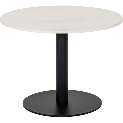 Romanby Stone Round Coffee Table - Metal - L60 x W60 x H45 cm - White