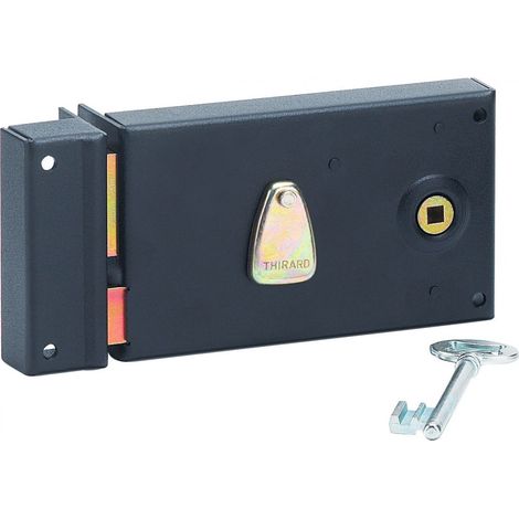 Thirard – Serrure monopoint en applique – Pêne dormant 1/2 tour – Dimensions 140x82 mm – Sens gauche – 1 clé nickelée – Coffre acier cambré