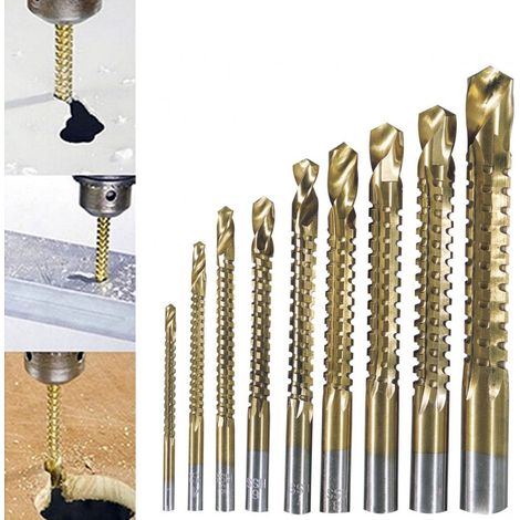 TrAdE Shop Traesio - Punte Acciaio Set Da 9 Trapano Per Forare Titanio Legno Ferro Fresare Filettare - (1/2)