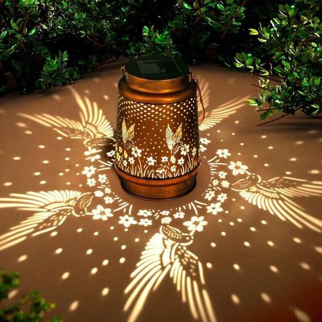 Lanterne solaire colibri, en métal, pour extérieur, étanche à LED, lumière décorative, décoration de jardin, cadeau idéal pour les femmes, les mamans et les grands-mères. (1/4)