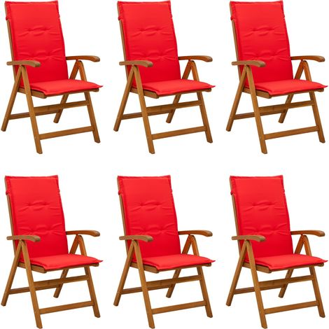 Reclining Garden Chairs 6 pcs Natural Solid Acacia Wood vidaXL (1/5)
